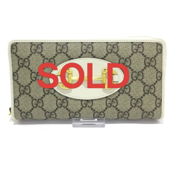 GUCCI Horsebit Beige White PVC - Long Wallet 624-041725 - Picture 1 of 11